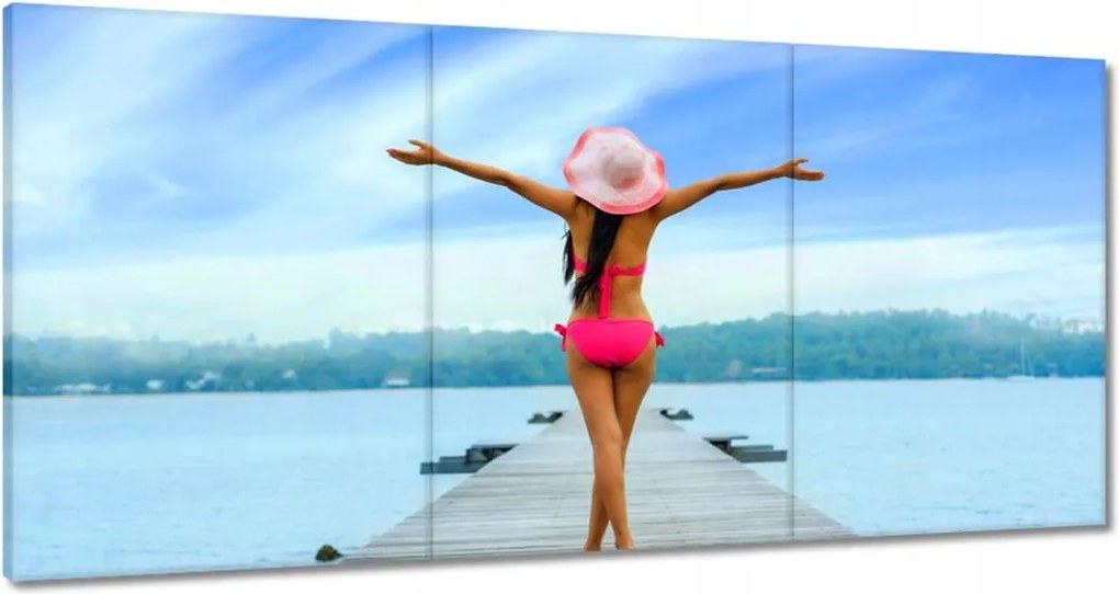 Vászonkép 180x90 Hölgy a mólón