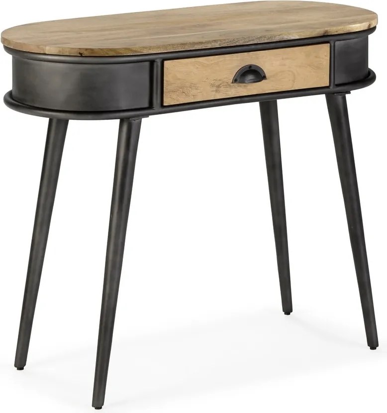 Fekete-natúr színű konzolasztal 38x90 cm Delhi – MOME