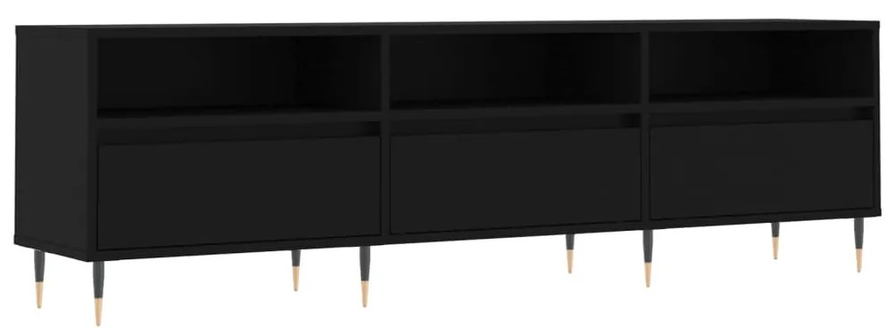 fekete szerelt fa TV-szekrény 150 x 30 x 44,5 cm