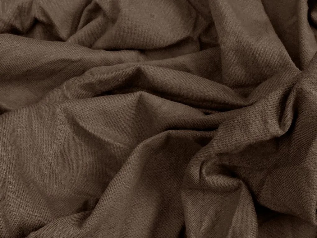 Jersey gumis lepedő lycrával sötétbarna 180 x 200 cm