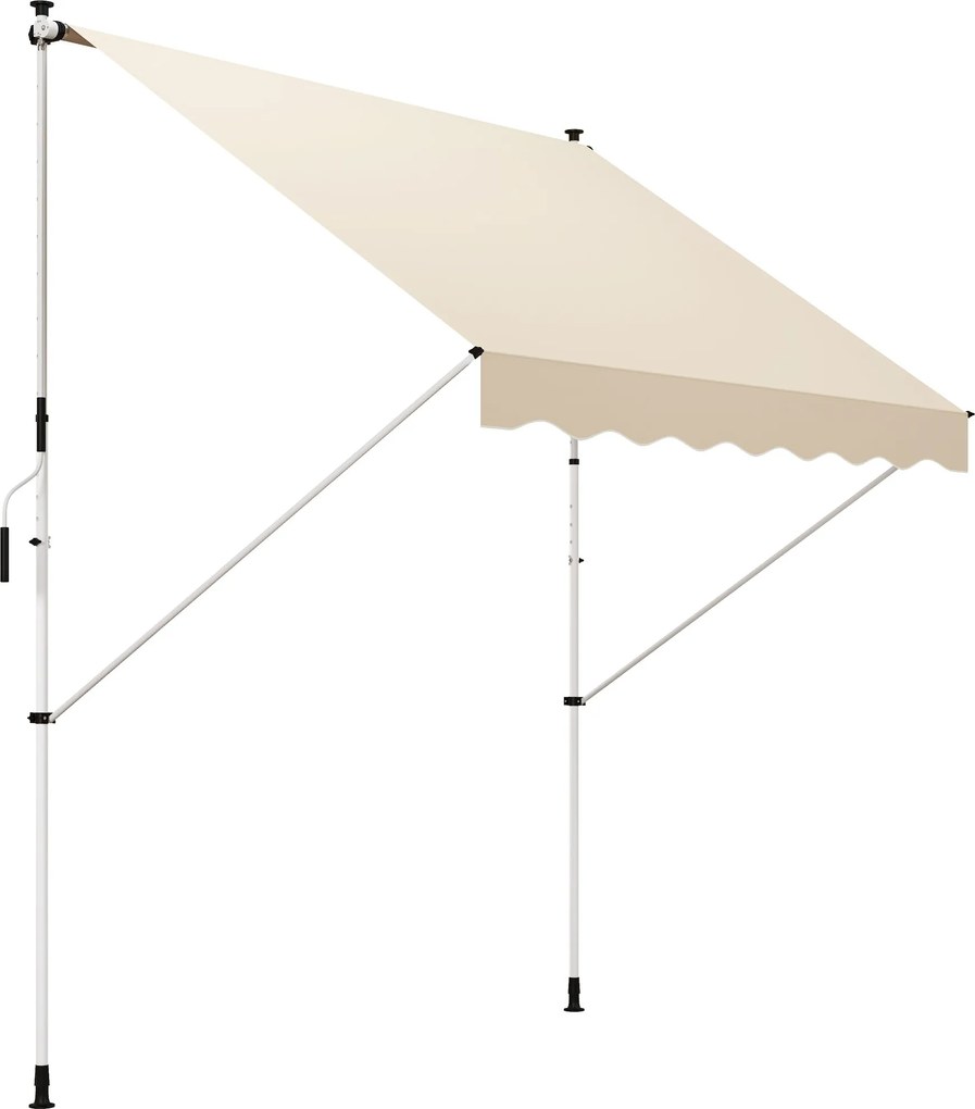 Outsunny kézi tekerővel állítható magasságú, összecsukható karos napernyő, szennyeződés- és időjárásálló erkélyernyő 150 cm széles teraszernyő | Aosom