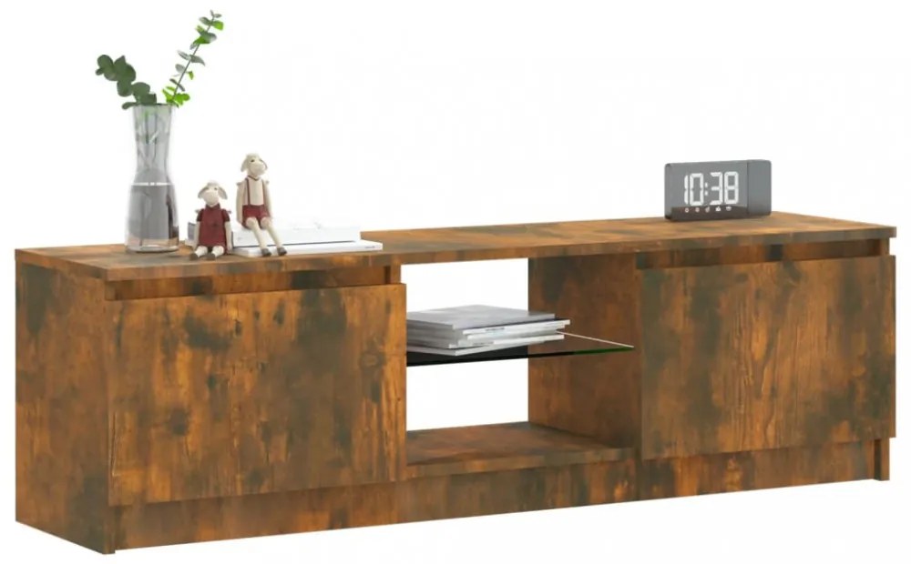 füstölt tölgy színű TV-szekrény LED lámpákkal 120x30x36 cm