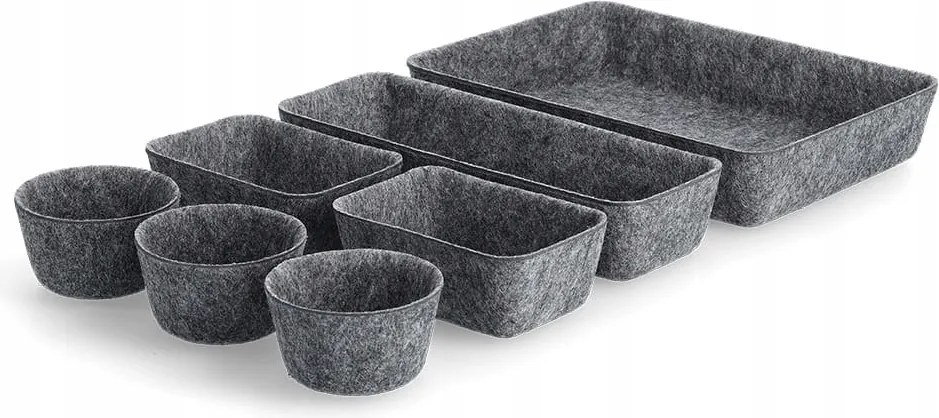 Szervező szett, 7 részes, filc, szürke