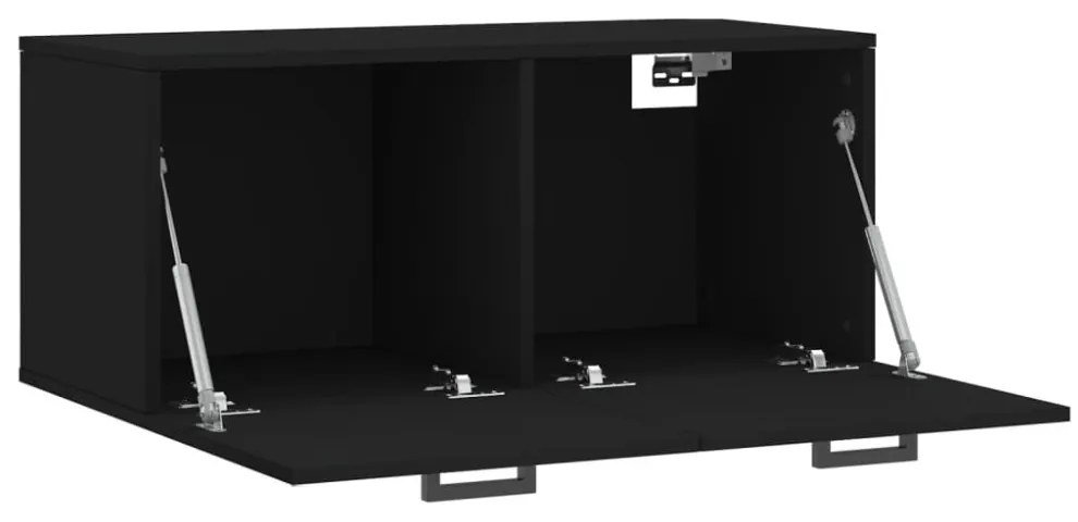 fekete szerelt fa faliszekrény 80 x 36,5 x 35 cm