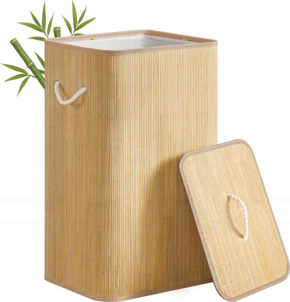 Bambusz szennyestartó kosár játék fedéllel tároló nagy 72l-es láda