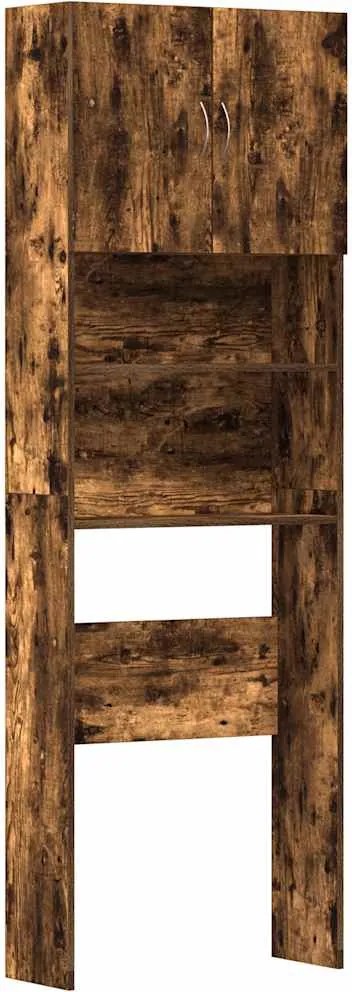 vidaXL füstös tölgyszínű szerelt fa mosógépszekrény 64 x 24 x 190 cm