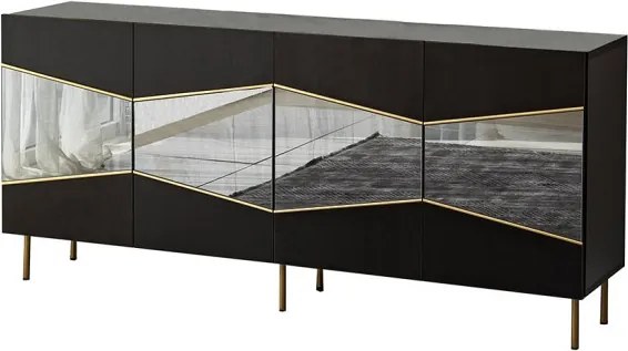 Nice komód, fekete-füstszürke, 180 cm