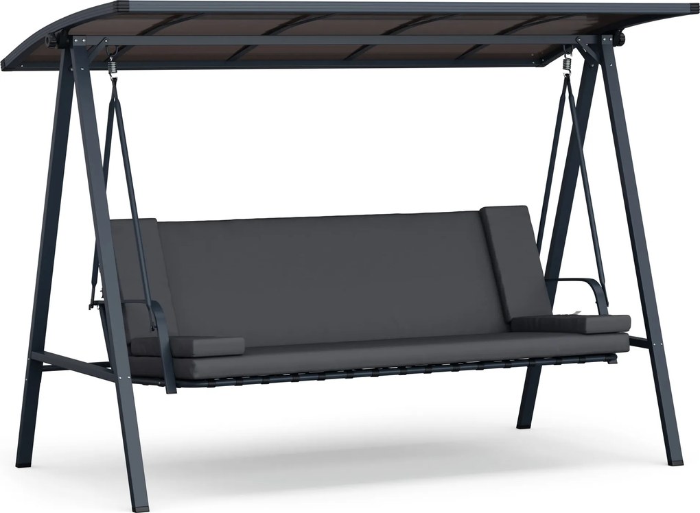 Blumfeldt LuxeLounge, hollywoodi hinta, 3 üléses, egyénileg állítható, porszórt acél, időjárásálló