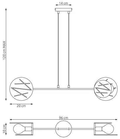 Csillár zsinóron XOTIC 2xE27/15W/230V fekete