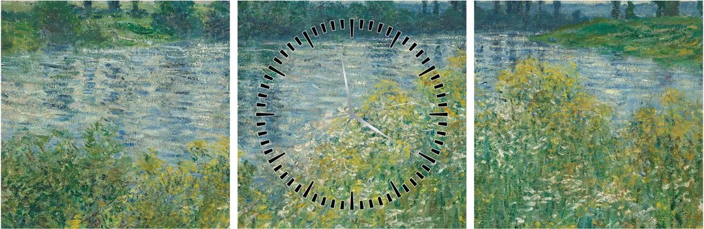 Kép - Claude Monet, Banks of the Seine, reprodukciók (órával) (90x30 cm)