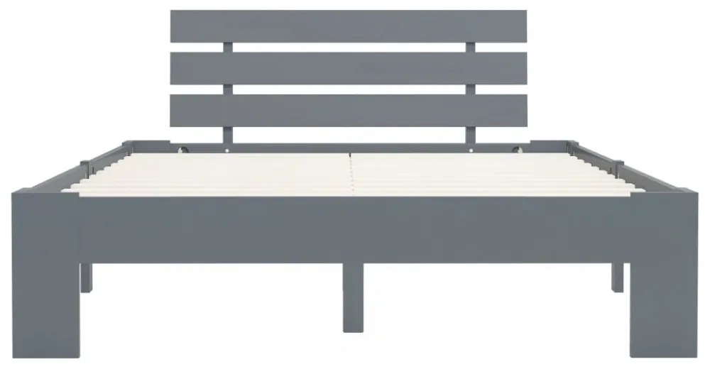 szürke tömör fenyőfa ágykeret 140 x 200 cm
