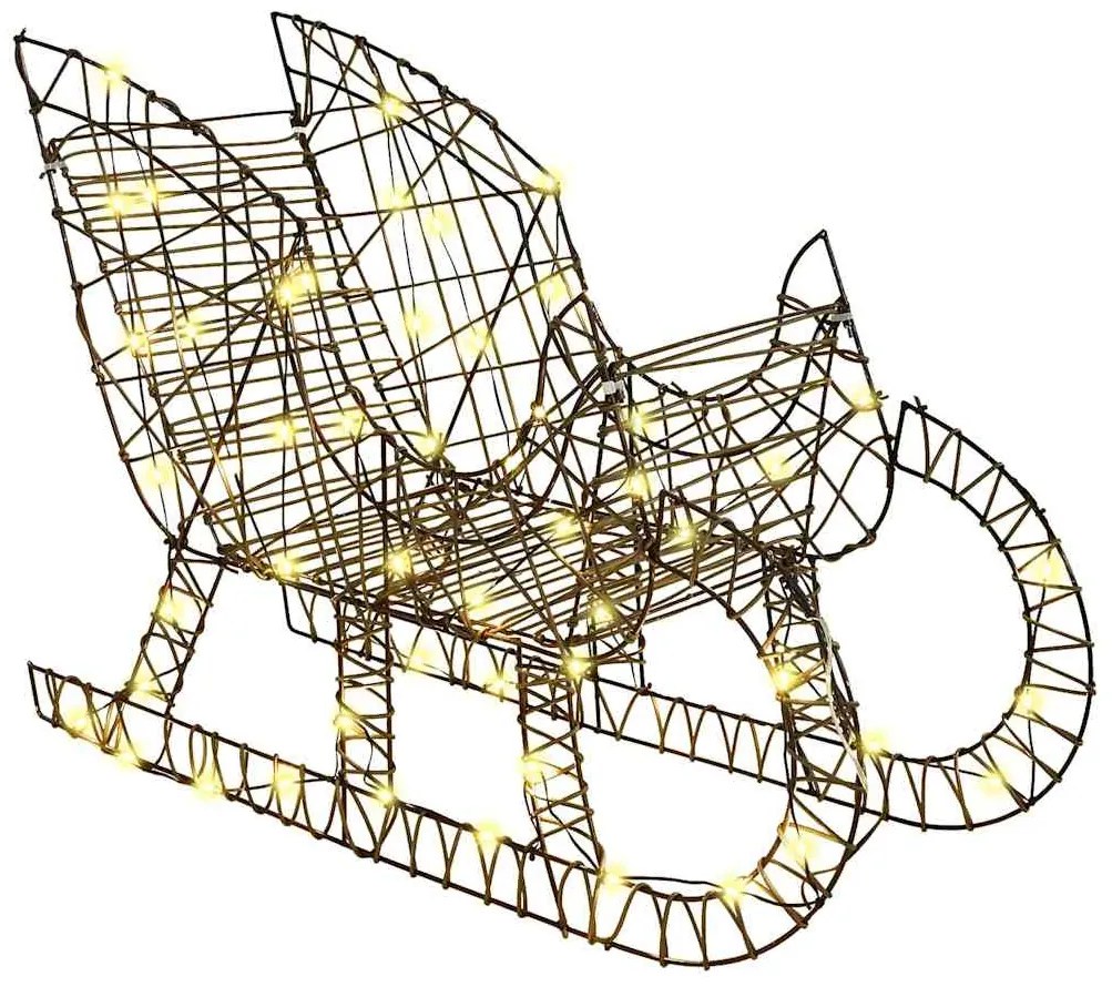 Rénszarvas húzta szán Meleg fehér 70 x 26 x 128.5 cm Rattan