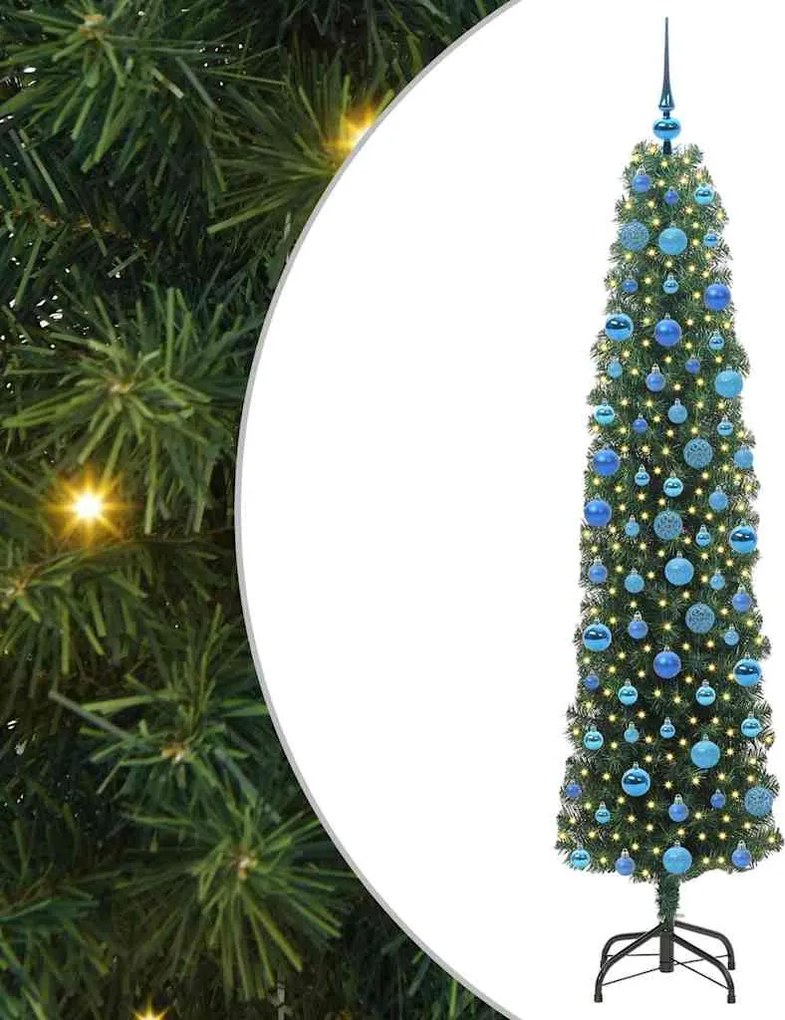 vidaXL Mű karácsonyfa 300 LED-del Zöld 180 cm PVC, acél és műanyag