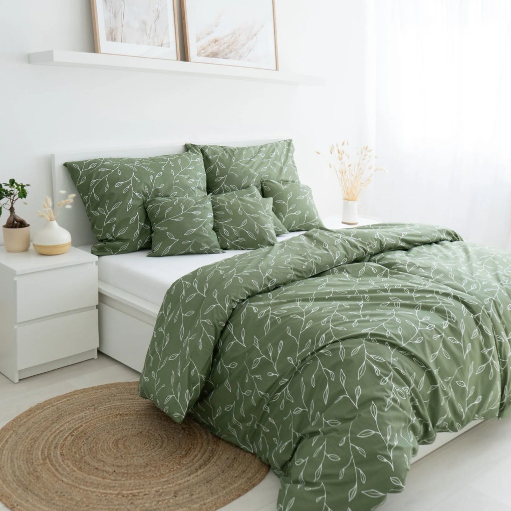 Goldea pamut ágyneműhuzat - tealevél mintás 200 x 200 és 2db 70 x 90 cm