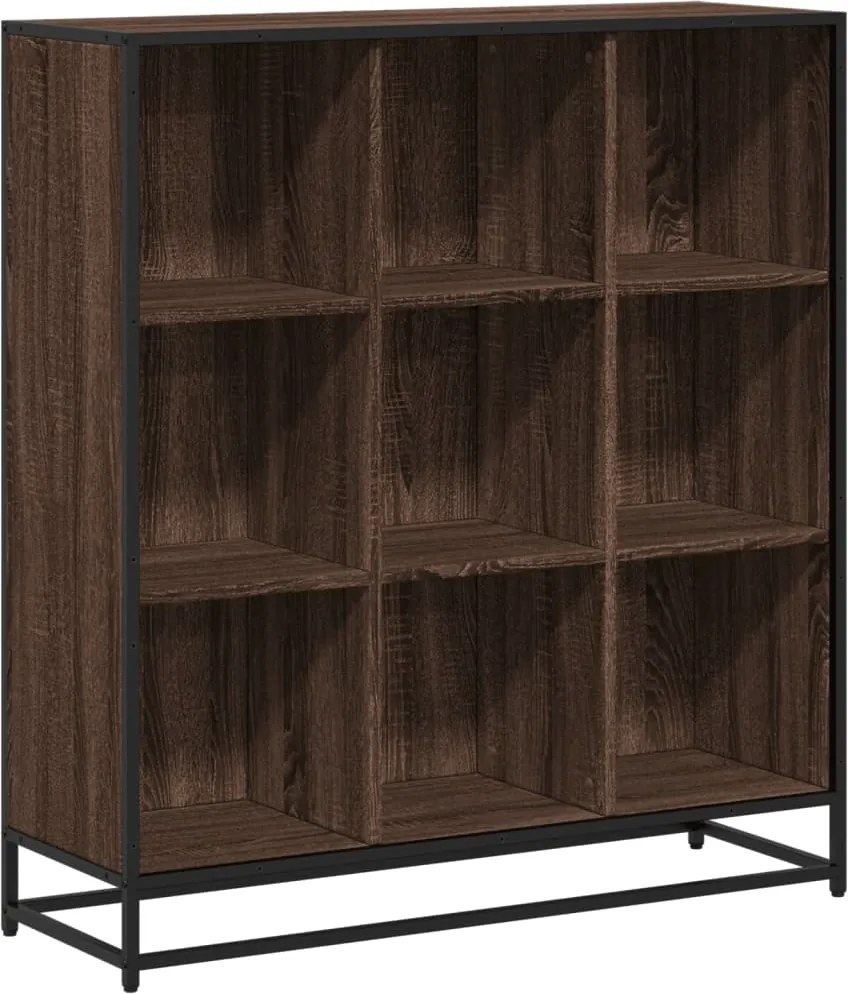 vidaXL barna tölgy szerelt fa és fém könyvszekrény 97,5x33x107,5 cm