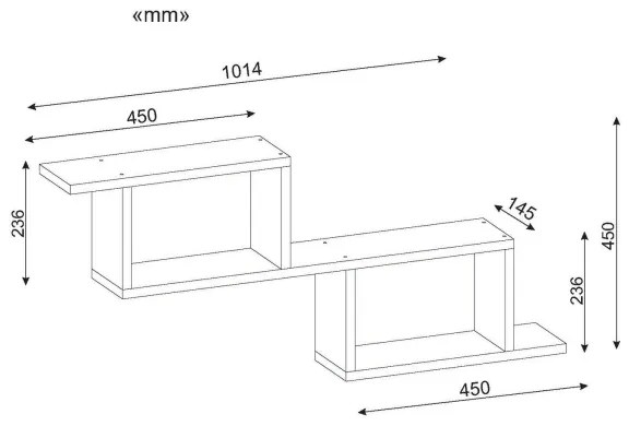 Fali polc SELENE 45x101,4 cm fehér