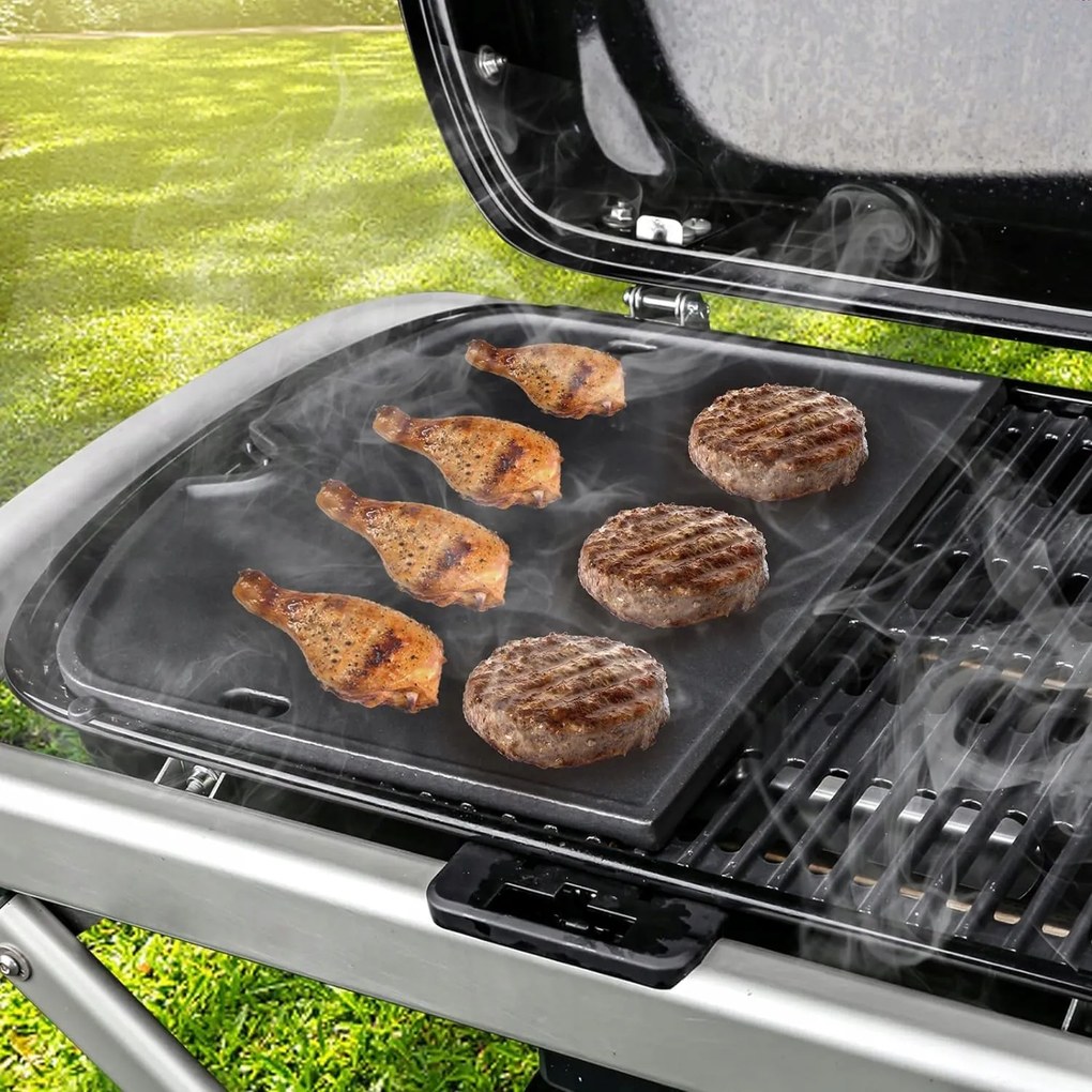 Öntöttvas Grilllap 34x 31,5 CM Magasított Élek Zsírlyukak
