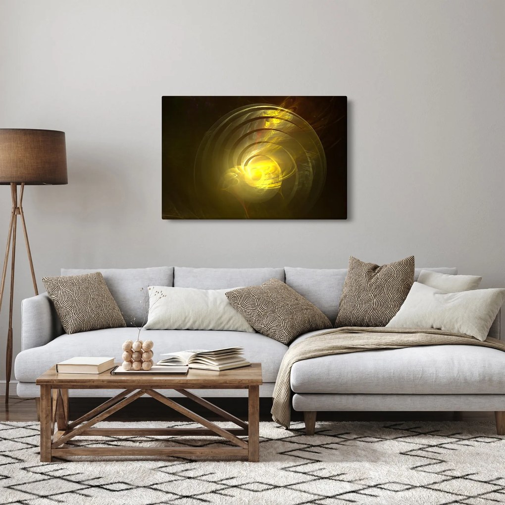 Sárga absztrakt spirál képe (90x60 cm)