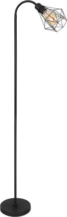 Globo 15351S Állólámpa fém fekete matt, fémhálós fekete matt, lábkapcsoló a kábelben, flexo, HxSzxM: 370x220x1750mm, kábelhossz 1800mm, nem tartozék: 1x E27 40W 230V