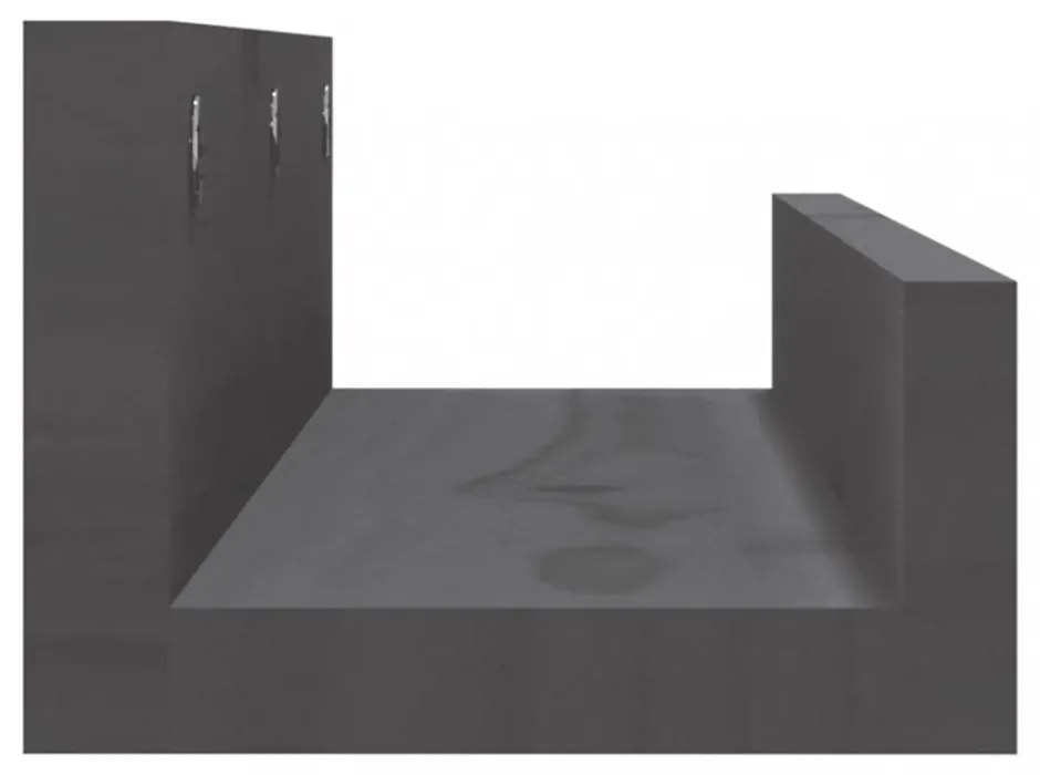 2 db szürke tömör fenyőfa fali polc 50 x 12 x 9 cm