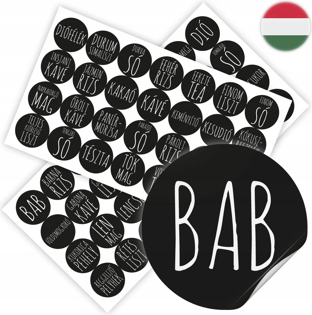 Konyhai befőttesüveg matrica 6cm ömlesztett termékekhez Magyarország