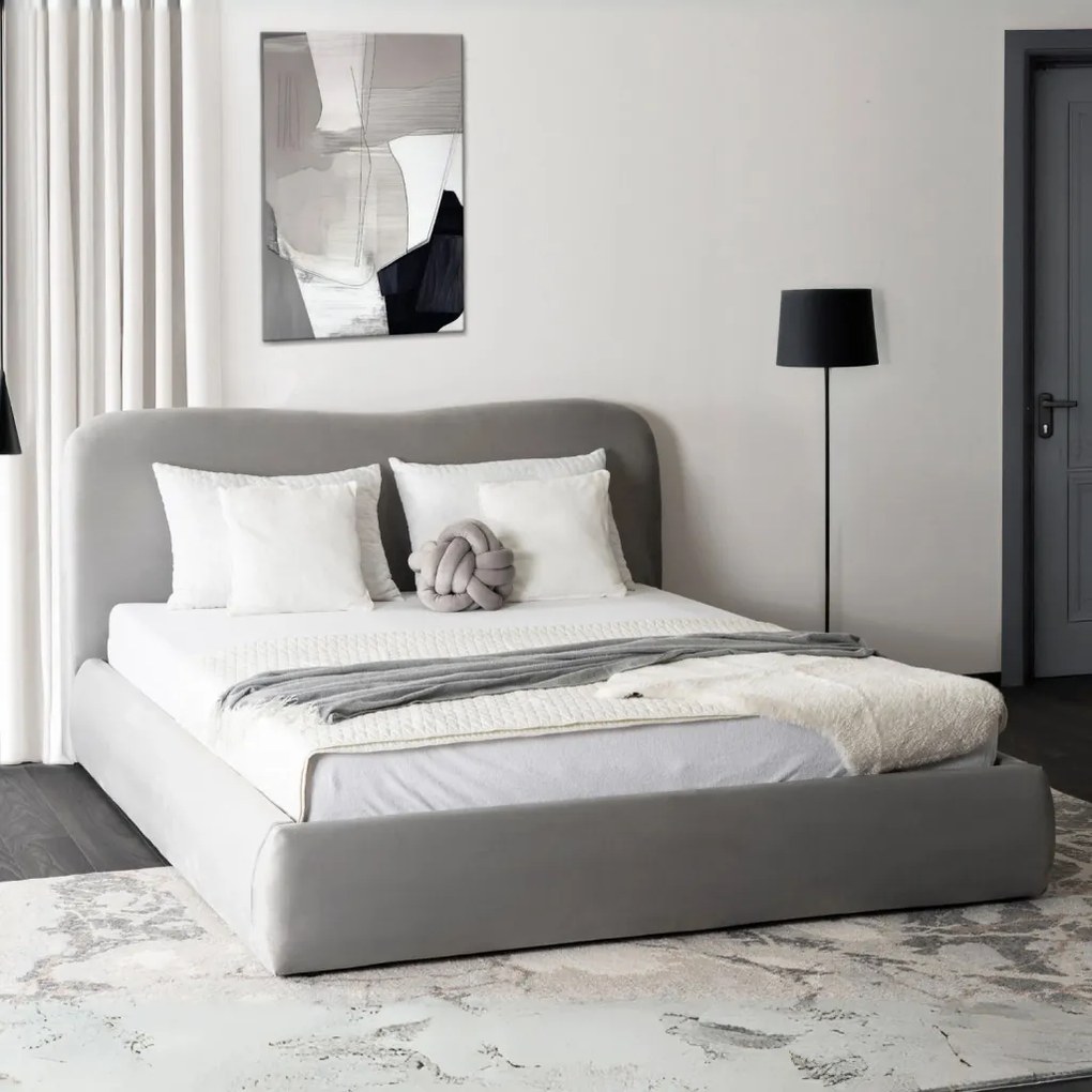 Kárpitozott Franciaágy Szürke Színben Ágynemütartóval. 160x200 BRISTOL