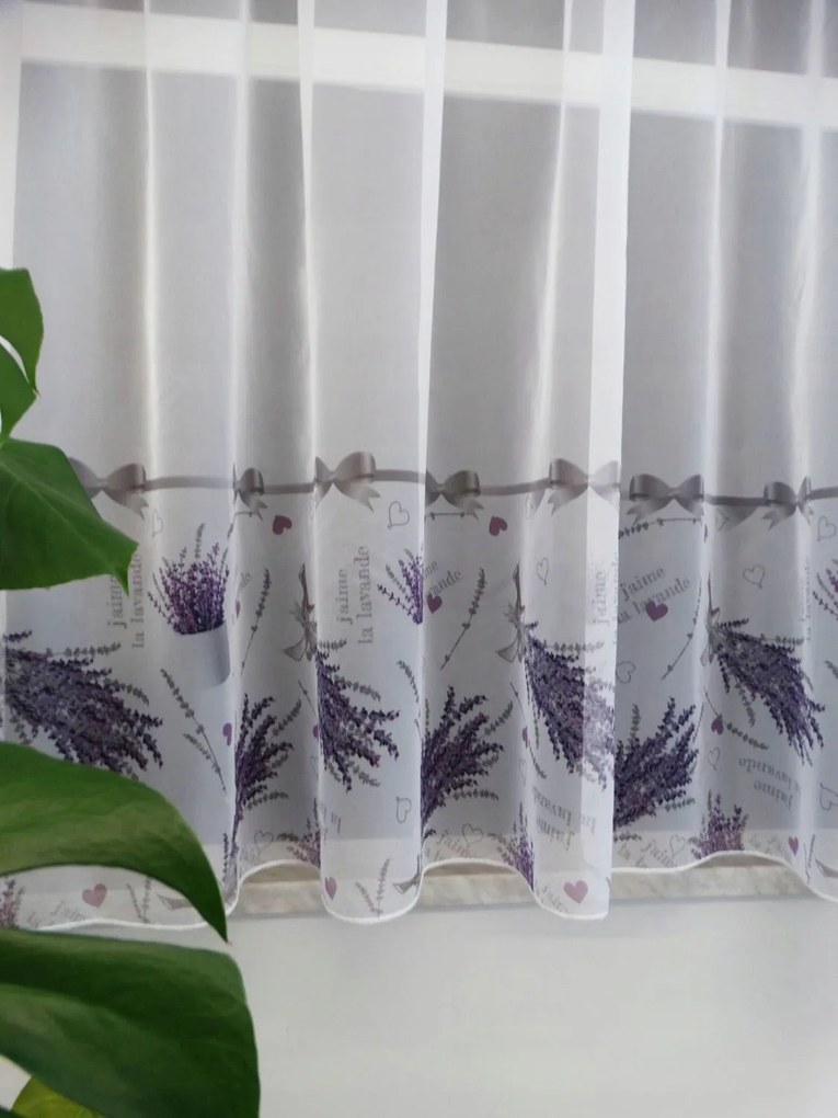 Mg Függöny Fátyol fehér Levendula 200x160cm szegett szalaggal