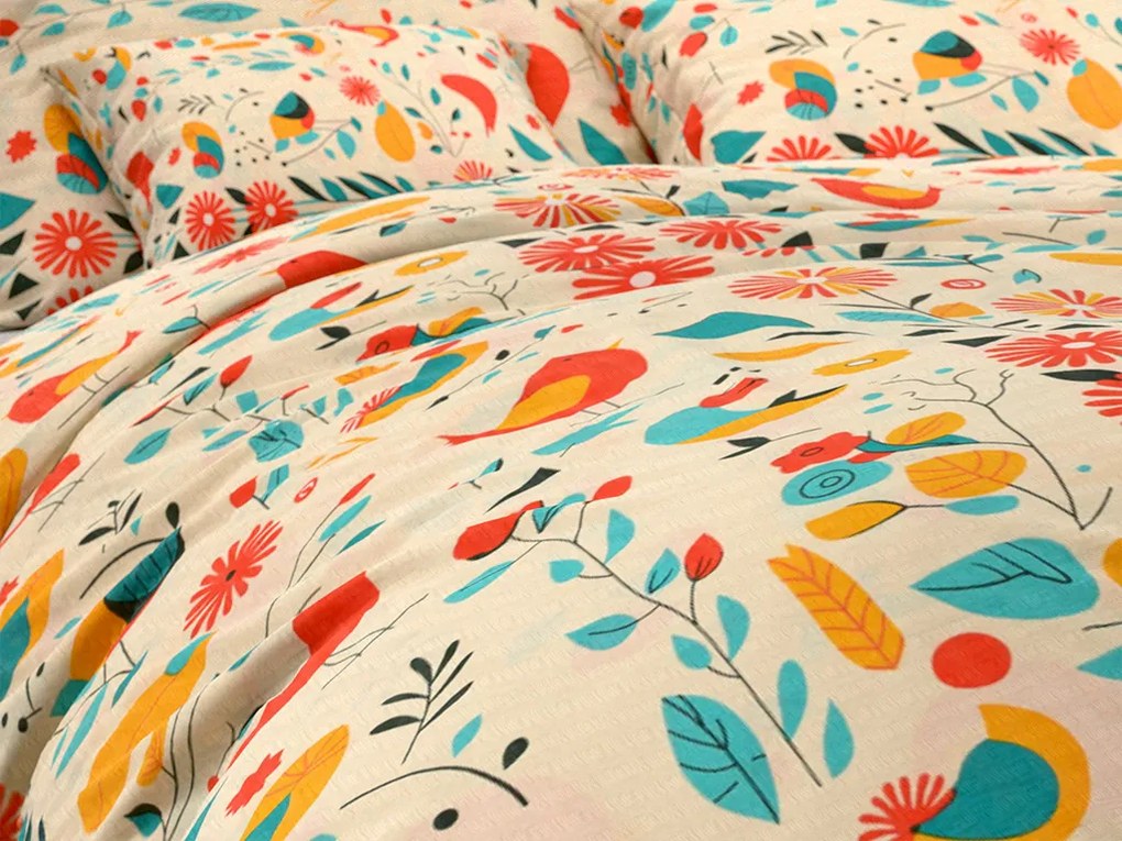 Krep ágynemű RETRO BIRD színes Ágyneműhuzat mérete: 70 x 90 cm | 140 x 200 cm