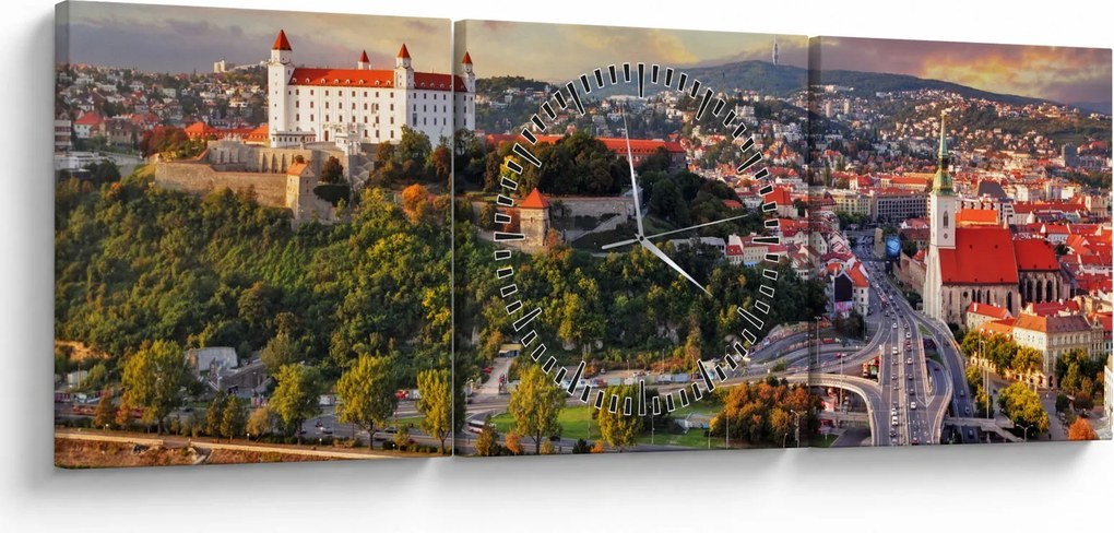 Kép - panoráma, Pozsony, Szlovákia (órával) (90x30 cm)