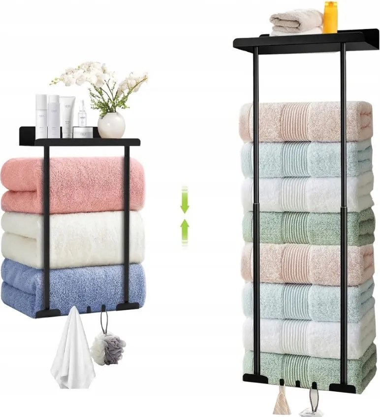 Szénacél törölközőtartó, állítható magasság 40-75cm