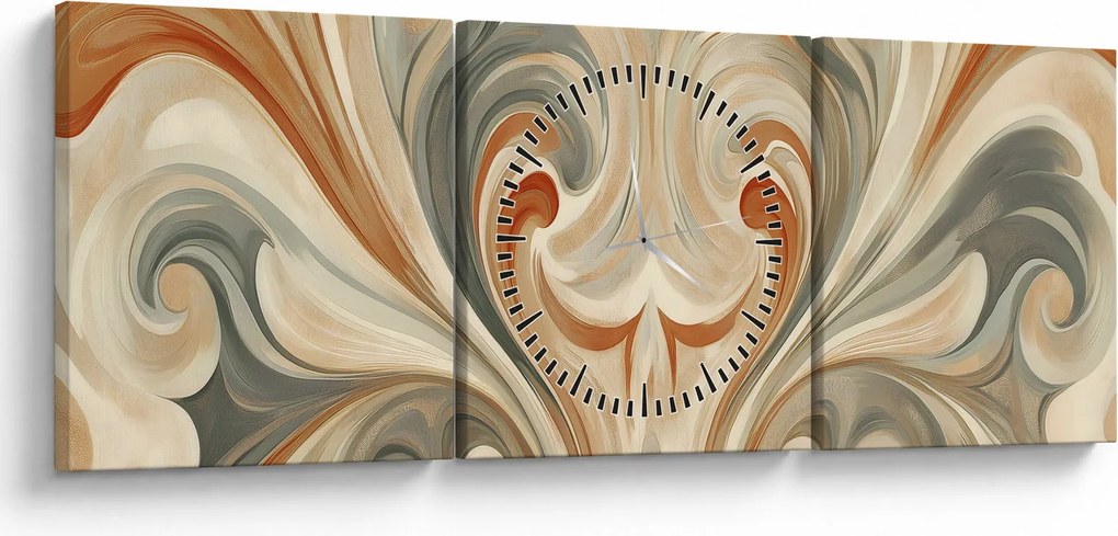 Kép - Örvények földszínekkel (órával) (90x30 cm)