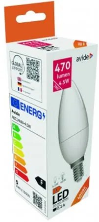 LED izzó, E14, gyertya, 4,5W, 470lm, 4000K, AVIDE (AVLED030)