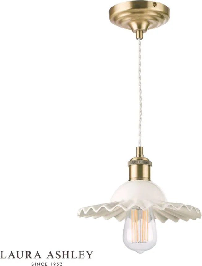 LAURA ASHLEY 3756097-Q BECA Klasszikus Függesztett Lámpa Antik Sárgaréz, Fehér E27 IP20
