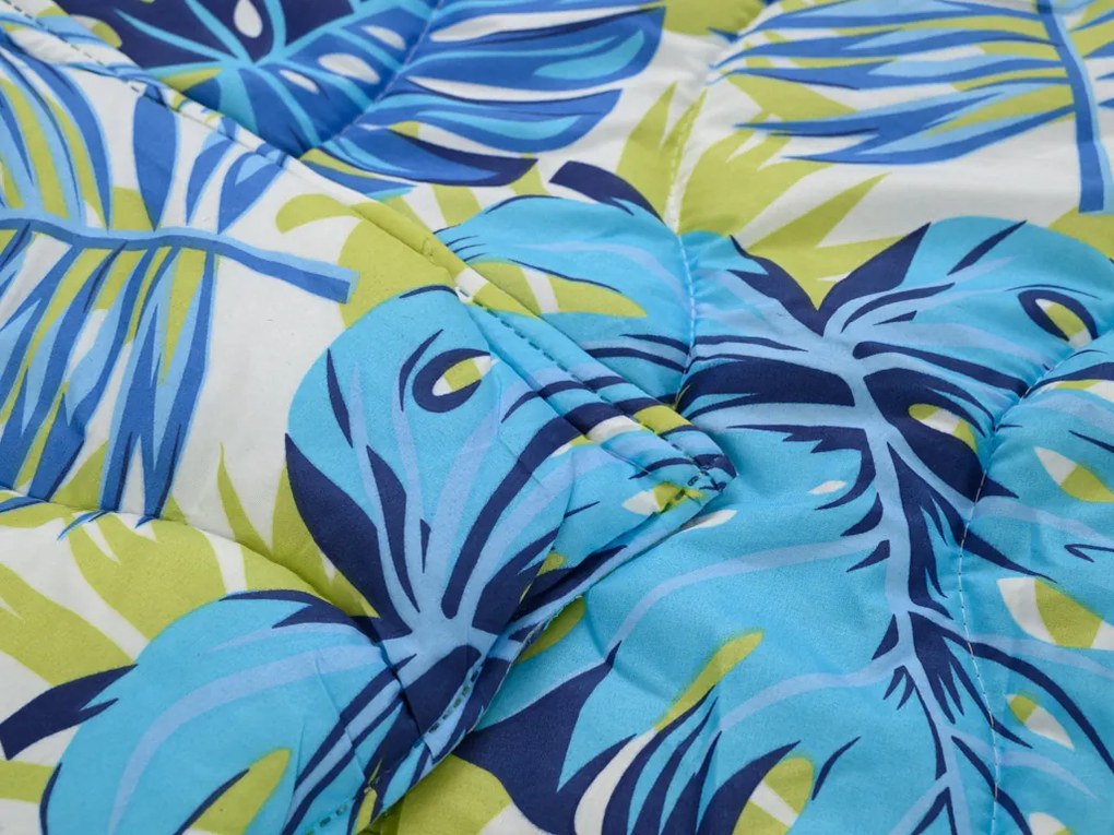 Egész éves steppelt takaró 140x200 cm párnával ARECANO kék-zöld 70x90 cm