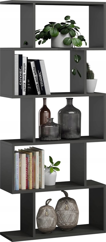 Könyvespolc Bask antracit nyitott polc loft szürke Per