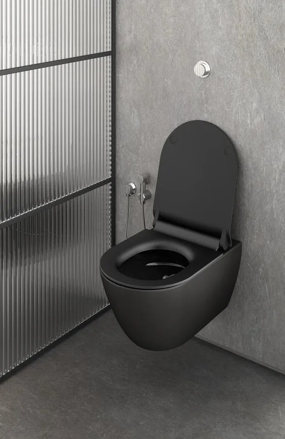 GSI, PURA fali WC csésze, Swirlflush, 55x36 cm, fekete dupla matt, 881526