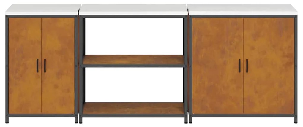 Konyhai Tároló Készlet polcokkal 3 pcs Rozsdás 240 x 50 x 92 cm