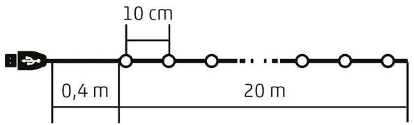 LED RGB Karácsonyi dimmelhető lánc 200xLED/29 funkció 20,4m