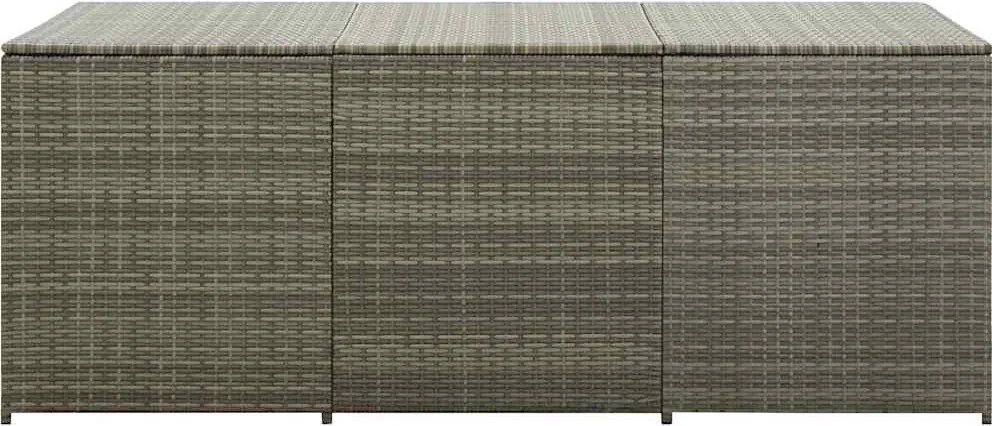 Szürke Polyrattan Kerti Tárolóláda 180 X 90 X 70 Cm