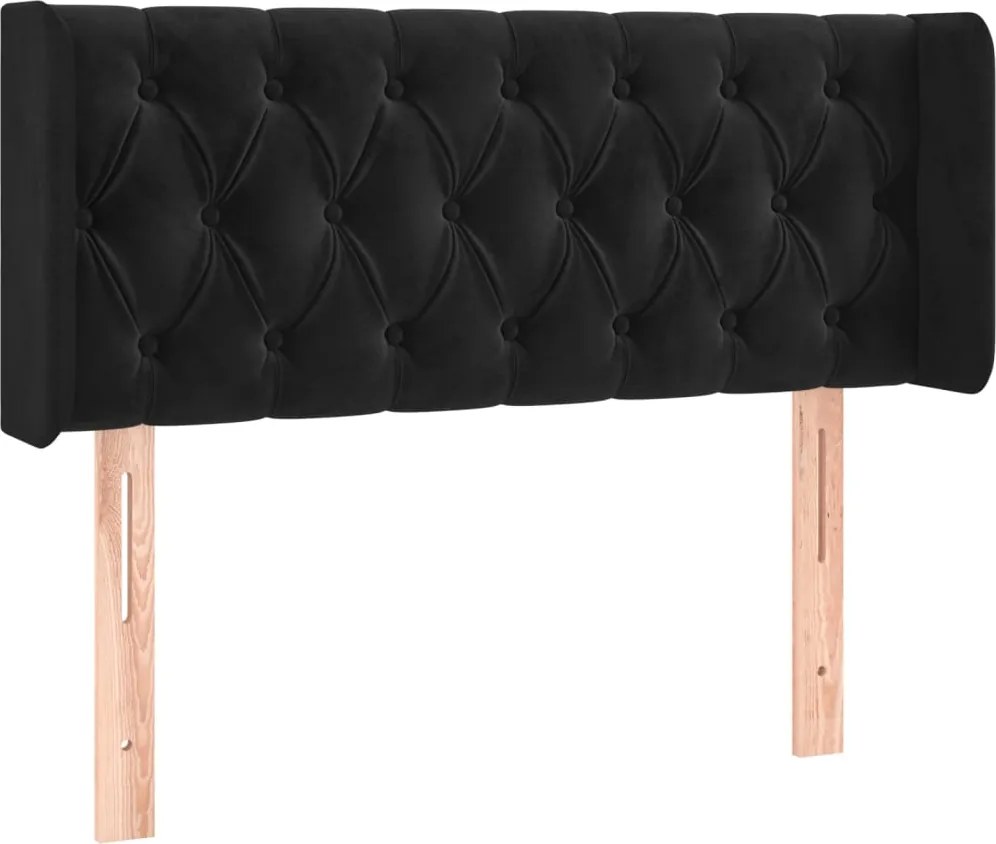 vidaXL fekete bársony fejtámla szárnyakkal 103x16x78/88 cm
