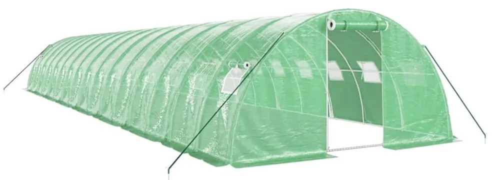 zöld acélvázas melegház 64 m² 16 x 4 x 2 m