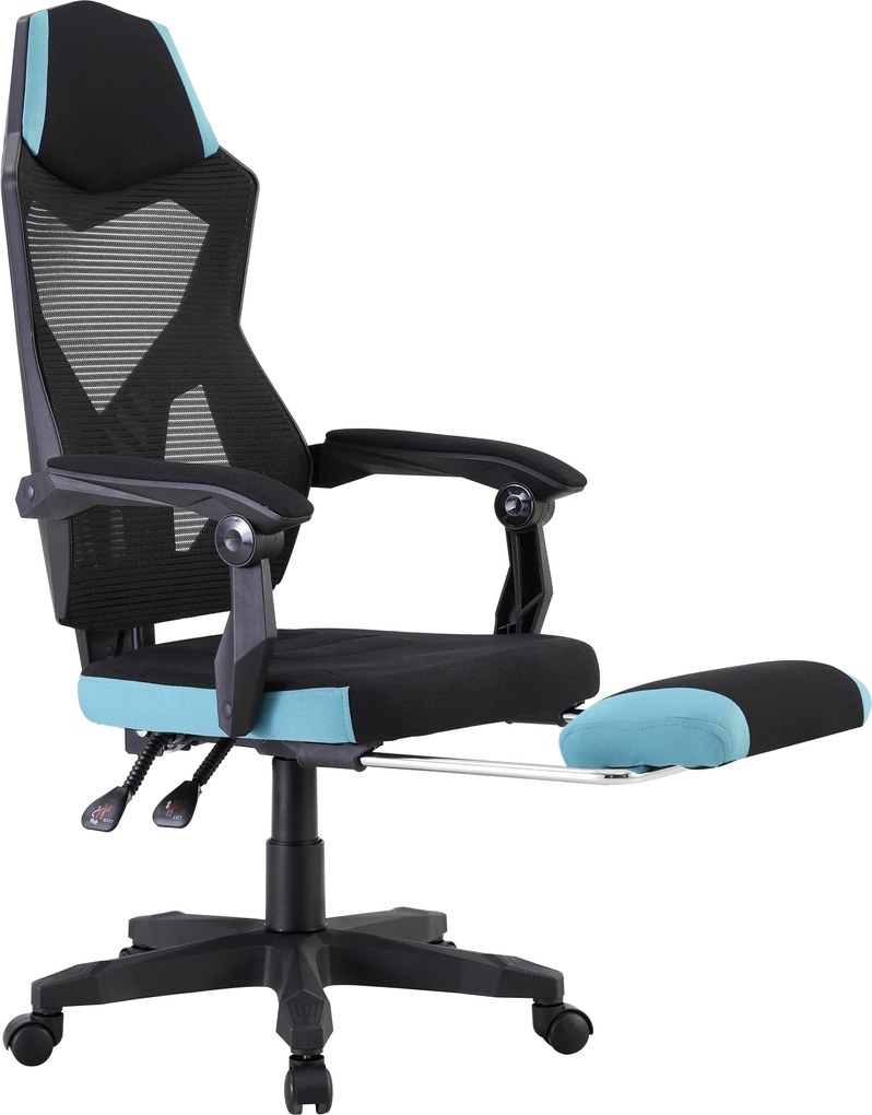 Irodai/gamer szék, fekete/neomint,  teherbírás 150 kg, JORIK NEW