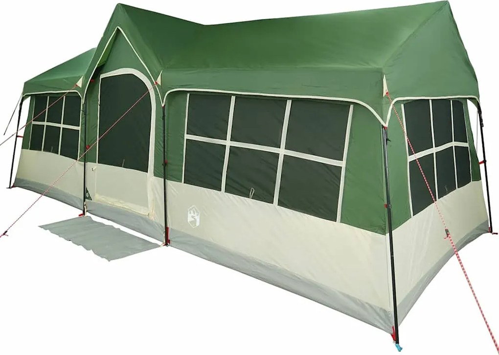 vidaXL Családi Sátor tetővel zöld és bézs 622 x 295 x 238 cm