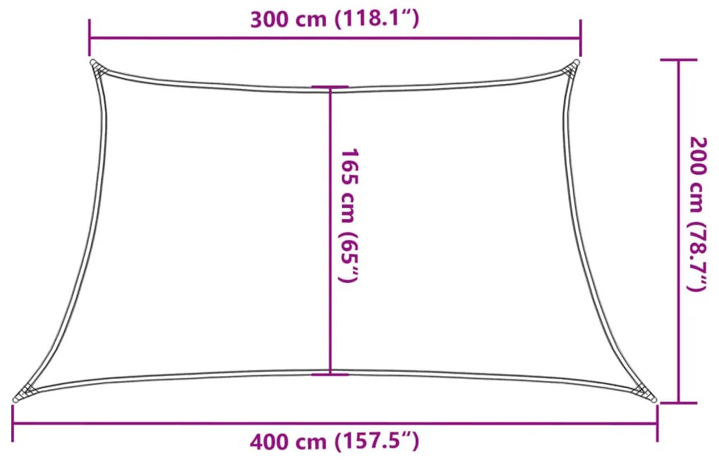 krémszínű HDPE napvitorla 160 g/m² 3/4 x 2