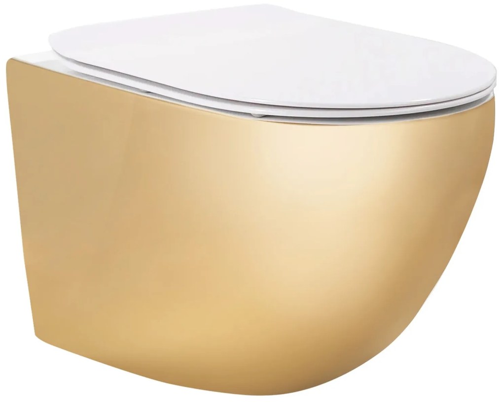 Zestaw misa WC CARLO Flat + bidet CARLO MINI GOLD/WHITE