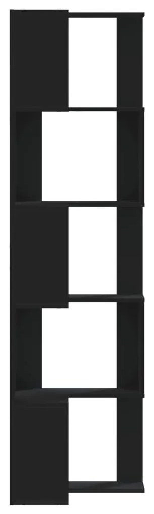 5 szintes fekete szerelt fa sarok könyvespolc 50 x 50 x 179 cm