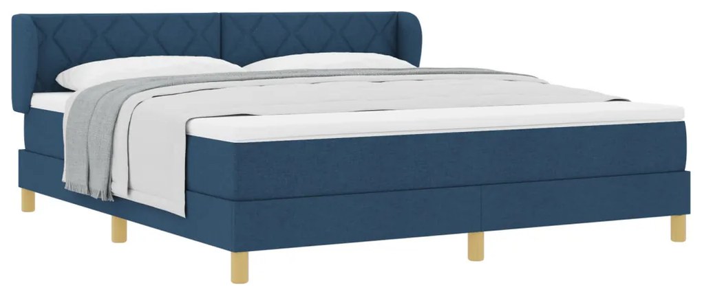 Boxspring Ágy Mattal - Kék, 180x200 cm, Szövet