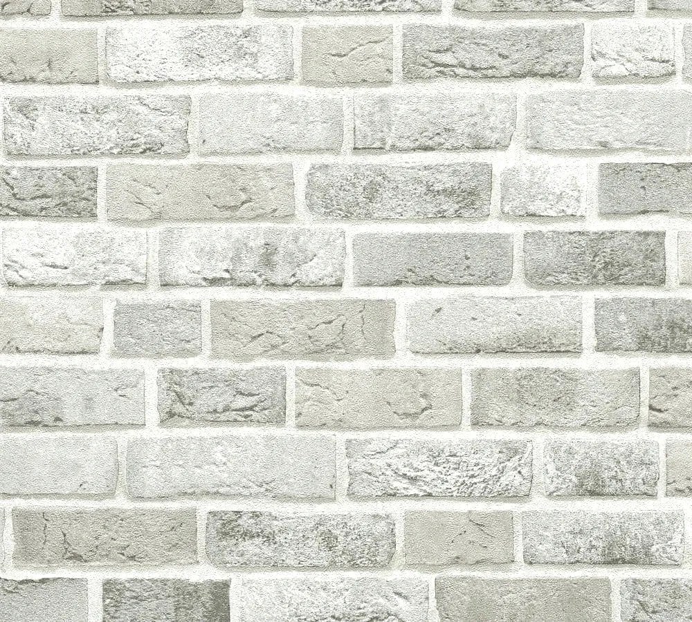 Fali tapéta mosható fal fehér-szürke vinil tégla flizelin