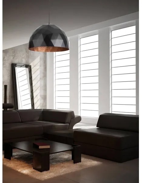 Csillár zsinóron DIAMENT 1xE27/60W/230V á. 35 cm fekete/réz