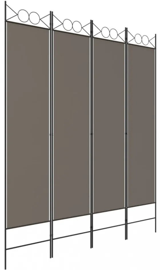 4 paneles antracitszürke szövet térelválasztó 160 x 200 cm